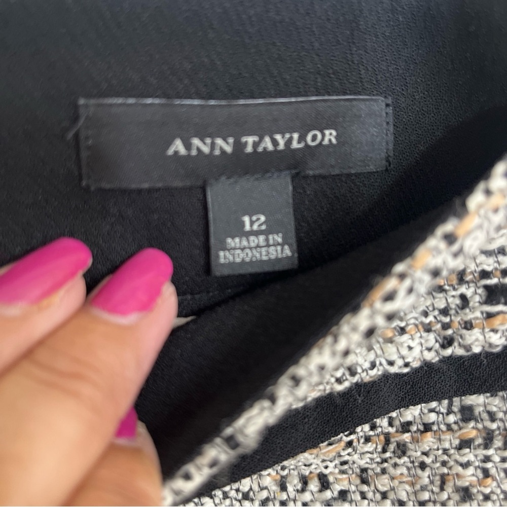 Ann Taylor Black White Pencil Skirt Sz 12 Business Casual, Classic - Picture 2 of 11
